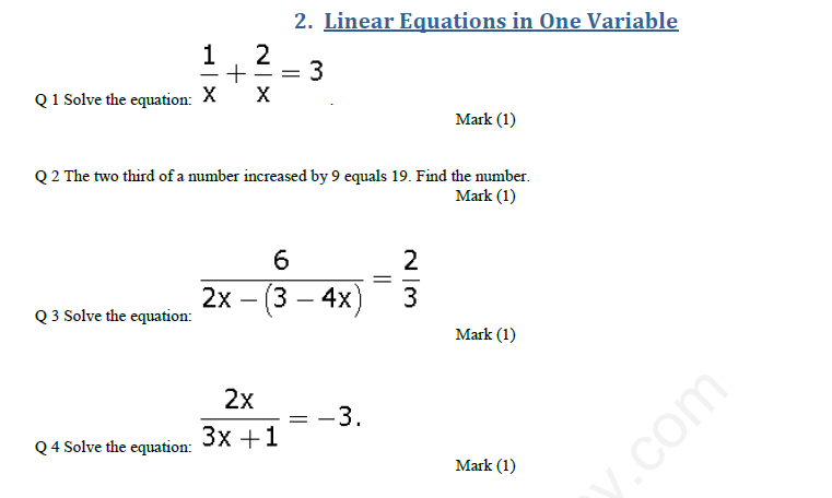 case study of linear equations class 8